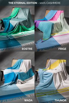 the different colors of blankets are shown in this graphic style, and it is easy to use