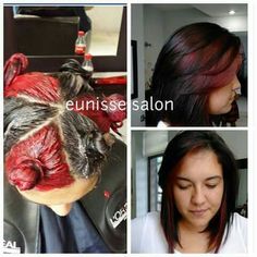 Hair Color Techniques At Home, Hair Color Placement Diagram, Multi Color Hair Dye Techniques, Hair Knowledge, Hair Dye Techniques, Red Peekaboo, Pinwheel Hair Color, Hair Color Placement, Hair Color Red