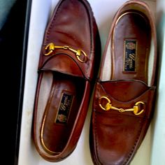 Authentic Men’s Gucci Loafers. Moderate Wear. Good Condition. Size 10. Horsebit Style. Brown. $300/Pair Or $500 For Both Gucci Shop, Gucci Loafers, Gucci Shoes, Shoes Men, Slip Ons, Loafer Shoes, Shoes Mens, Men's Shoes, Loafers