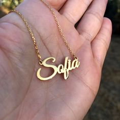 Gold Name Necklace, Bridesmaid Personalized Name Necklace, Gift for Granddaughter, Christmas Gift, Birthday Necklace Wedding Gift Your custom name necklace in 925 sterling silver, gold plated or rose gold plated. Just the way you want it. Use your name or a loved one's name, wife, kids, grandkids, girlfriend for this personalized jewelry, personalized gift. If you have any questions feel free to contact me. You can also have your inspiring word custom made in sterling silver, gold plated, or ros Custom Wedding Nameplate Necklace, Custom Silver Name Necklace For Wedding, Custom Silver Necklace With Name For Wedding, Custom Name Necklaces For Wedding Gifts, Custom Name Necklace For Wedding Gift, Customized Name Necklace For Wedding Gift, Personalized Nameplate Necklace For Wedding, Personalized Nameplate Necklace For Wedding Gift, Silver Nameplate Necklace For Wedding Gift