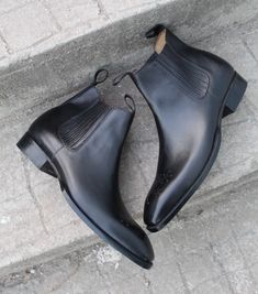 Crafted Leather Handmade Men's Fashion Chelsea Boot Black Calfskin Leather sold by Crafted Leather. Shop more products from Crafted Leather on Storenvy, the home of independent small businesses all over the world. Quality Leather Boots, Custom Design Shoes, Black Chelsea Boots, Chelsea Boot, Leather Craft, Leather Handmade, Small Businesses, Calf Leather, Soft Leather