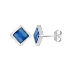 Accessorize in style with these Stella Grace Sterling Silver Blue Agate Square Stud Earrings. Click on this JEWELRY & WATCHES GUIDE to learn about fit, styles, materials and more! Accessorize in style with these Stella Grace Sterling Silver Blue Agate Square Stud Earrings. Click on this JEWELRY & WATCHES GUIDE to learn about fit, styles, materials and more! FEATURES Length: 10.5 mm x 10.5 mm Backings: post Nickel free Metal: sterling silver Plating: rhodium Finish: polished Packaging: boxedSTONE Square Stud Earrings, Square Earrings Studs, Square Stud, Blue Agate, Silver Blue, Jewelry Earrings Studs, In Style, Jewelry Watches, Agate