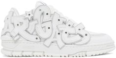 Handcrafted low-top LWG-certified buffed leather and SEAQUAL® recycled polyester canvas sneakers in white. · Perforated detailing throughout · Lace-up closure · Logo patch at padded tongue · Padded collar · Logo appliqués at outer side · TPU heel stabilizer at heel counter · Mesh lining · Treaded rubber sole Supplier color: White/White Axel Arigato, Athleisure Fashion, Shoe Obsession, Canvas Sneakers, White White, Sneakers White, Cute Shoes, Patch Logo, Low Top