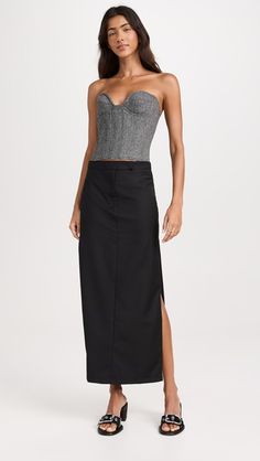 Lioness Minimalist Maxi Skirt | Shopbop Casual Party Bottoms With Split Hem, Casual Split Hem Bottoms For Party, Fitted Bottoms With Side Slits For Work, Fitted Bottoms With Split Hem For Fall, Casual Fitted Bottoms With Split Hem, Fitted Bottoms With Split Hem For Spring, Fitted Bottoms With Side Slits And Split Hem, Fitted Bottoms With Split Design And Hem, Fitted Bottoms With Split Design