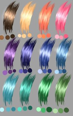 an image of different colored hair styles