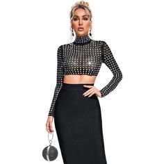 Rhinestone Mesh Top And Black Pencil Skirt Set | Modern Baby Las Vegas