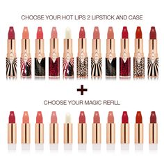 Hot Lips 2.0 refill bundle open packshot Charlotte Tilbury Lipstick Set, Charlotte Tilbury Hot Lips, Refillable Lipstick, Charlotte Tilbury Makeup, Lipstick Kit, Lipstick Case, Lipstick Collection, Hot Lips, Rose Gold Case