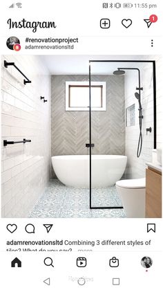 the instagram page shows an image of a bathroom