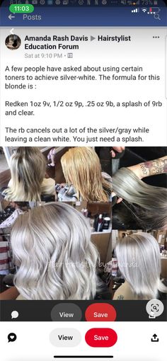 Silver Hair Toner, Color Formulas, Icy Blonde Hair