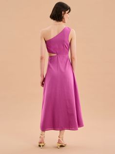 Evaline features an asymmetric neckline with a cut-out detail mirrored at the waist. In our signature magenta colourway, she’s crafted from a breezy blend of cotton and linen. The kind of dress you can throw a light cardi over for the day and dress up with heels at night, Evaline is pure perfection (not that we’re biased). Spring Asymmetrical One Shoulder Dress With Cutout, Asymmetrical One Shoulder Dress With Cutout For Spring, Chic One-shoulder Linen Dress, Chic One Shoulder Cutout Dress For Spring, Chic One Shoulder Dress With Cutout For Spring, Chic One-shoulder Cutout Dress For Spring, Chic One-shoulder Dress With Cutout For Spring, Summer Cotton Dress With Asymmetrical Neckline, Cotton Summer Dress With Asymmetrical Neckline