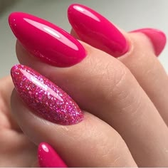 Valentine Nails, Almond Acrylic Nails, Nail Designs Glitter, Pink Acrylic Nails, Elegant Nails, Fabulous Nails, Fancy Nails