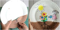 Paper Plate Growing Flower Craft - I Heart Crafty Things Summer School Crafts, Spring Toddler Crafts, Paper Plate Craft, Green Craft, Spring Crafts For Kids, Flower Craft