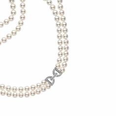 Akoya Cultured Pearl Double Strand Necklace with Diamond Clasp Pearl Strands Necklace, Rolex Watches For Men, Double Strand Necklace, Engagement Rings Bridal Sets, Bridal Ring Sets, Akoya Pearls, Pearl Gemstone, Freshwater Cultured Pearls, Metal Necklaces