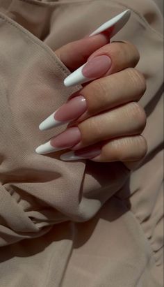 Medium Almond Shaped Acrylic Nails, Long French Tips Almond, Long Almond French Tip Nails, Baddie Almond Nails, Uñas Acrilicas, Girls Nails