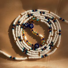 Waistbeads for protection by Cosmic June 🌙 #nazar #evileye #waistbeads #bellybeads #seedbeads #healing #protection #stomach Aesthetic Needs, Spiritual Aesthetic, Bead Accessories, Chakra Meditation, Belly Chain, Beaded Accessories