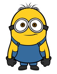 a cartoon minion wearing glasses and overalls