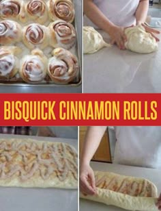 the process of making cinnamon rolls is shown here