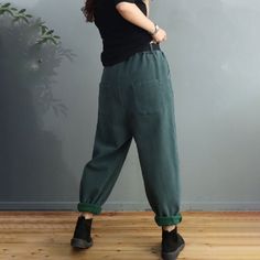 Solid Colors Fleeced Tapered Pants Womens Cotton Winter Trousers in Black Red Dark Green Brown One Size - Morimiss.com Casual High Waist Cotton Harem Pants, Casual High-waist Cotton Harem Pants, Green Ankle-length Harem Pants For Fall, Cotton Harem Pants With Pockets For Work, Cotton Relaxed Fit Harem Pants For Work, Casual Green Relaxed Fit Harem Pants, Cotton Harem Pants With Relaxed Fit For Work, Relaxed Fit Cotton Harem Pants For Work, Casual Green Bottoms For Workwear