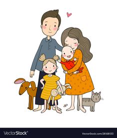 a family with three children and two dogs