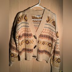 Never Worn Jolt Thick Tan Colorful Grandpa Long Sleeve Button Sweater Size Large Kacey Musgraves, Grandpa Sweater, Button Sweater, Granola Girl, Girls Sweaters, Granola, Passion For Fashion, Sweater Sizes, Sweaters For Women