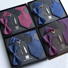 Men Tie Set With Gift Box made with the finest high quality silk polyester. Suitable for for both casual & formal wear. Unique shape design makes you out of ordinary. Easy to match with. Anti wrinkle, anti static. Ties Type: Neck Tie SetMaterial: Polyester, microfiberGender: Adult MEN*NoteDelivery Time: Due to the current global crisis (COVID-19), shipping time may be delayed. Tie Box Packaging, Tie Gift Ideas For Him, Gift Wrapping Ideas For Men, Tie Designs Men, Tie Packaging, Grooms Gifts, Gifts For Groom, Unique Business Ideas, Gift Box For Men