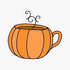 an orange coffee cup sticker on a white background