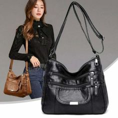 Women's Luxury Soft PU Multi Pocket Crossbody Shoulder Bag | eBay Rectangular Shoulder Bag With Pockets For Fall, Fall Shoulder Bag With Pockets, Fall Crossbody Bags With Zipper Pocket, Fall Crossbody Bags With Pockets, Fall Shopping Bag With Zipper Pocket, Classy Bags, Sassy Outfit, Pocket Pattern, Women's Handbags