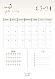 the july planner is shown with gold foil lettering on it and numbers in black ink