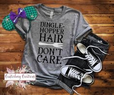 Disney Shirts Family, Dinglehopper Hair, Funny Disney Shirts, Ariel Little Mermaid, Black Crop Tee, Disney Tanks, Little Mermaid Ariel, Disney T, Disney Disney