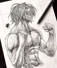 a pencil drawing of a muscular man flexing his muscles