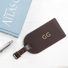 Personalised Brown Foiled Leather Luggage Tag - treat-republic Leaving Presents, Silver Handbag, Leather Luggage Tag, Personalized Bunny, Stocking Filler Gifts, Personalized Luggage, Leather Luggage Tags, Leather Luggage, Stocking Fillers