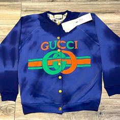 Brand New Gucci Sweater Medium Size Receipt For Verification If Needed Gucci Multicolor Fall Outerwear, Gucci Multicolor Outerwear For Fall, Designer Blue Gucci Outerwear, Blue Designer Gucci Outerwear, Casual Blue Gucci Outerwear, Gucci Cardigan, Gucci Sweatshirt, Gucci Sweater, Argyle Cardigan