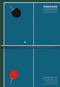 two ping pong paddles and a ball on a blue background