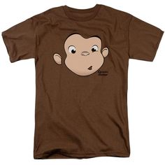 a brown t - shirt with an image of a monkey's face on it