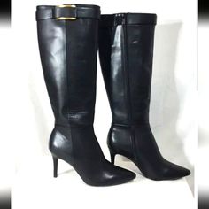 New Bought The Store. Picture 13,14 Shows Minor Flaw. 3 Minor Cosmetic Scratches, Not Very Noticeable. Other Than That, Perfect Knee High Boots. It Is Still Sold In The Stores For Full Price $229. Women's Nib Calvin Klein Glydia Cow-Silk Knee High Black Leather Boots Sz 7.5 The Glydia Tall High Shaft Boot Is Both Comfortable And Stylish. Side Zipper For Easy Entry And 3 Inch Heel Offers The Perfect Height For All Day Wear. Flexible Sole With Our Signature Gel Pod Inserts For Comfort And Support. Calvin Klein Leather Boots For Formal Occasions, Elegant Fitted Boots With Buckle Closure, Elegant Fitted Synthetic Boots, Calvin Klein Heels For Work, Calvin Klein Fitted Heels For Workwear, Calvin Klein Office Heels, Knee-high Synthetic Heels For Formal Occasions, Formal Knee-high Synthetic Boots, Elegant Knee-high Synthetic Heels