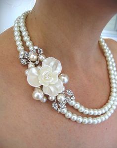 Ivory Swarovski Pearls Necklace Weddings  pearl by IreneJewelry, $54.00 Exquisite Pearl White Wedding Necklace, Elegant Crystal Pearl Necklace For Wedding, White Crystal Embellished Bridal Necklace For Wedding, Pearl White Crystal Bridal Necklace For Wedding, White Crystal Embellished Bridal Necklace, Exquisite Pearl Necklace For Wedding, Elegant White Bridal Necklace For Wedding Gift, Exquisite White Crystal Bridal Necklace, Pearl White Bridal Necklace For Mother Of The Bride