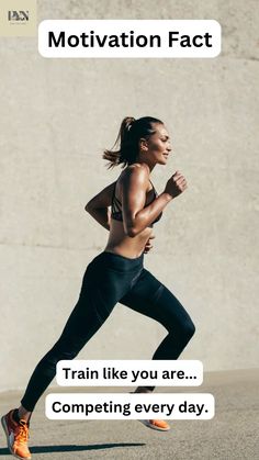 a woman running with the caption'motivational fact'in front of her