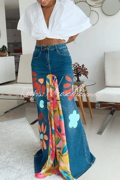 Upcycle Clothes Diy, Painted Jeans, Denim Patches, Jeans Diy, Cargo Skirt, Fit Style, Waist Length, Cropped Tank Top