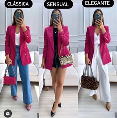 Blazer Outfits For Women Casual, Pink Blazer Outfit, Outfits Blazer, Blazer Outfits For Women, Outfit Mujer, Wardrobe Tips, Outfits Chic