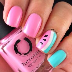 Kids Nail Designs, Girls Nail Designs, Aqua Nails, Manicure Gel, Nail Art Designs Summer, Nails Tumblr, Short Nail, Pink Nail Polish