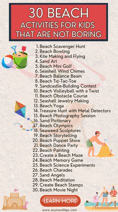 the 30 beach activities for kids that are not boring to do on vacation or just having fun