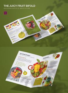 an open brochure with fruits and vegetables on it