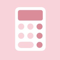 a pink and white calculator on a light pink background with dots in the middle