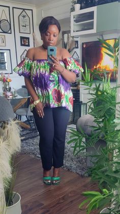 Description: Gorgeous off shoulder African print top. Can be worn with jeans, pant, skirts or top. Very trendy. Enough room for the bust and elastic band for comfort and flexibility. Size : one size  Can fit : size S,  M, L, XL The model is size 14 ( L ) Material : 100% cotton wax. Others:   - Machine washable.   - Hand washable.   - Do not bleach.   - Iron on the wrong side. Delivery : Free UK delivery & International delivery Casual Green Off-shoulder Summer Top, Casual Green Off-shoulder Top, Fitted Off-shoulder Top For Vacation, Fitted Off-shoulder Blouse For Vacation, Green Off-shoulder Casual Top, Cotton Floral Print Off-shoulder Tops, Cotton Off-shoulder Top With Floral Print, Casual Off-shoulder Short Sleeve Top For Vacation, Printed Off-shoulder Summer Tops