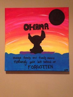 an acrylic painting with the words okana above it on a white wall