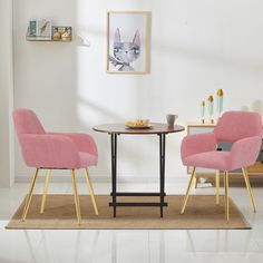 If you're looking to add a splash of color to your living room, this dining chair set will be the perfect choice. They can also add a touch of whimsy to a spare bedroom. These dining chairs are the perfect size for small spaces and are easy to assemble. Mercer41 Fabric OR Leather Type: Pink Fabric | Armchair - Mercer41 Khiryn 17" Wide Armchair 31.5 H x 17.0 W x 22.5 D in Metal | 31.5" H X 17" W X 22.5" D | Wayfair Arm Chair For Bedroom, Chairs With Gold Legs, Home Office Pink, Wide Armchair, Chair For Bedroom, Dressing Chair, Upholstered Bedroom, Comfortable Armchair, Reception Chair