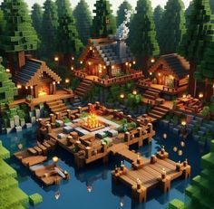 Cool Minecraft Survival House Ideas, Minecraft Joined Houses, Cute Lake House Minecraft, Fisherman Architecture, Minecraft House 3 People, Minecraft Summer Camp Build, Lake Base Minecraft, Water Town Minecraft, Minecraft Marina Ideas