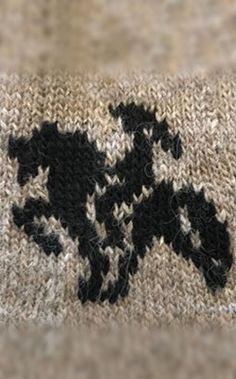 a black and white horse on a beige rug