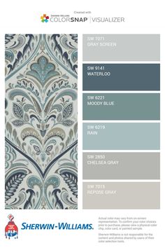 the color scheme for sheryln - williams's new wallpaper collection, which includes