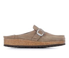 The Buckley is a semi-open moccasin-style clog that’s instantly recognizable as an authentic Birkenstock original thanks to its exposed cork footbed. The upper is made from soft suede leather. Suede or leather upper with leather lined footbed, Easy slip-on entry with decorative buckle, Square moc toe with stitching details, Cork latex footbed and durable EVA outsole, Narrow width for this style is equal to a US Medium and Medium width is equal to a US Wide width, If you are between sizes, we sug Birkenstock Buckley Clog, Birkenstock Buckley, Clogs And Mules, Moccasins Style, Birkenstock Women, Stitching Details, Shoe Carnival, Clogs Shoes, Mule Clogs